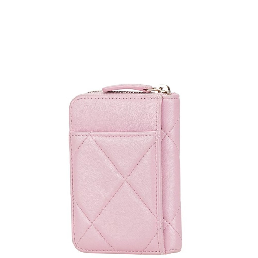 CHANEL Authentic Pink Lambskin Leather Logo Wallet - Picture 2 of 10